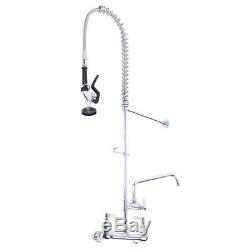 12/" Wall Mount Commercial Pre-Rinse Faucet Kitchen Pull Out Down Sink w// Sprayer