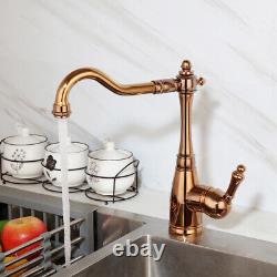 11 Rose Gold Kitchen Sink Mixer Faucets Swivel Spout Single Knob Deck Mount Tap