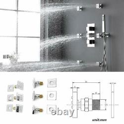 12LED Rain Shower Head System Bathroom Faucet Fixture Complete Kit Thermostatic