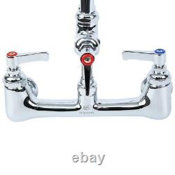12 Commercial Pre-Rinse Sink Faucet Pull Kitchen Down Sprayer Mixer Wall Tap
