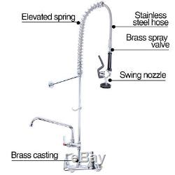 12 Commercial Wall Mount Pre-rinse Faucet Kitchen Sink Pull Down Mixer Tap