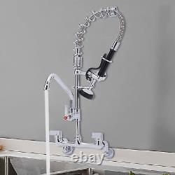 12in Commercial Wall Mount Kitchen Sink Faucet Pull Down Sprayer Mixer Tap New