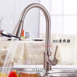 18' Kitchen Pull Out Sink Faucet Spray Mixer Tap Brushed Nickel MS7 New