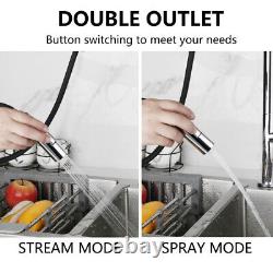 18 Kitchen Sink Mixer Touch Free Hand Sensor Pull Out Faucet Chrome Deck Mount