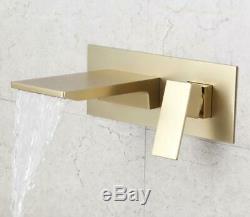 2020 Bathroom Sink Faucet Brushed Gold Wall Mount Faucet Brass Basin Mixer Taps