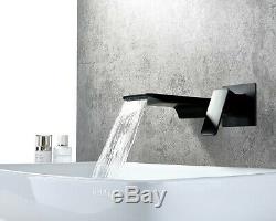 2020 HOT Brass Black Bathroom Sink Waterfall Faucet Wall mounted Basin Mixer Tap