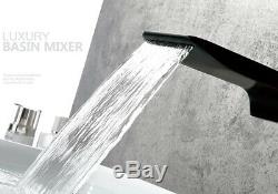 2020 HOT Brass Black Bathroom Sink Waterfall Faucet Wall mounted Basin Mixer Tap
