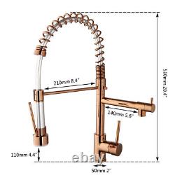 20.4'' Rose Gold Kitchen Faucet Swivel Sink Pull Down Sprayer Mixer Tap