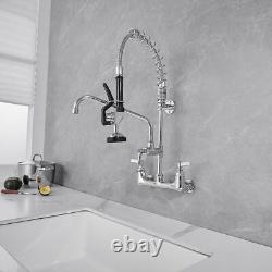 $220 BWE Commercial Wall Mount Pull-Down Kitchen Pre-Rinse Spray Faucet Nickel