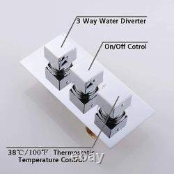 24 LED Rainfall Shower System Shower Faucet Mixer Shower Combo Set Chrome