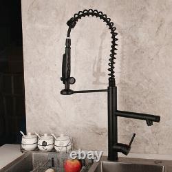 27 Matte Black Kitchen Sink Mixer Spring Faucet Swivel Pull Down Deck Mount Tap