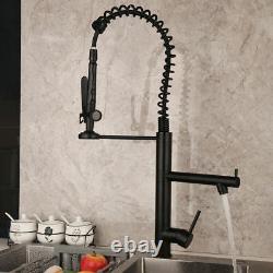 27 Matte Black Kitchen Sink Mixer Spring Faucet Swivel Pull Down Deck Mount Tap