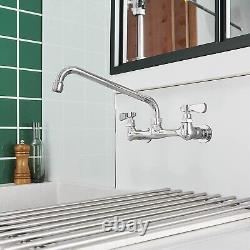 2 HANDLE KITCHEN FAUCET Wall Mount Swivel Spout Brass Utility Sink Mixer Tap NEW