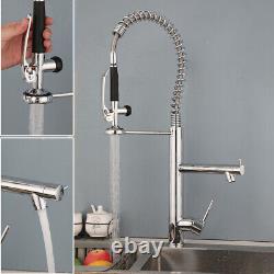 2-Ways Swivel Spout Spring Pull Down Spray Sink Mixer Tap Faucet Deck Mounted