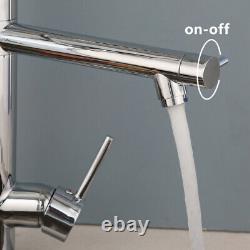 2-Ways Swivel Spout Spring Pull Down Spray Sink Mixer Tap Faucet Deck Mounted