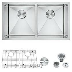 32 Kitchen Sink 304 Premium Stainless Steel Double Bowl Undermount Handmade