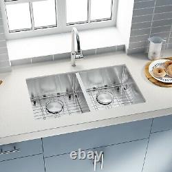 32 Kitchen Sink 304 Premium Stainless Steel Double Bowl Undermount Handmade