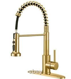 360° Swivel Gold Kitchen Faucet Brushed Gold Pull Down Spring Sink Mixer Taps