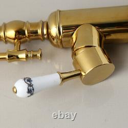 360° Swivel Kitchen Sink Mixer Pull Out Spray White Neck Faucet Brass Tap Gold