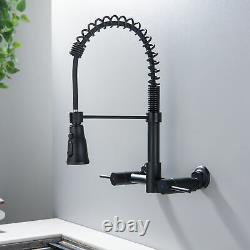 3 Function Kitchen Sink Faucet Pull Down Sprayer Dual Handle 2 Hole Mixer Taps