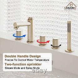 3-Handle Deck-Mount Roman Tub Faucet with Hand Shower and Pop-Up Drain