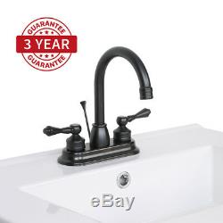 3 Hole 4 Bathroom Faucet Oil Rubbed Bronze Mixer Tap 2 Handles Lavatory Sink