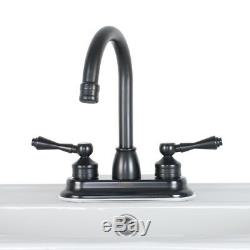 3 Hole 4 Bathroom Faucet Oil Rubbed Bronze Mixer Tap 2 Handles Lavatory Sink