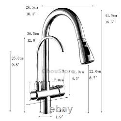 3 Way Filter Water Faucet Kitchen Sink Pull Down Shower Vessel Mixer Tap Black