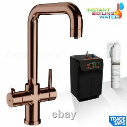 3 in 1 Instant Boiling Water Dispenser Hot/Cold Kitchen Sink Tap & Tank Copper