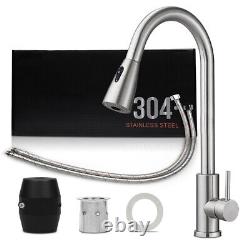 4EG Kitchen Faucet with Sprayer Pull Down Swivel Spout Brushed Nickel Mixer Tap