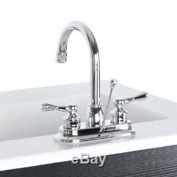 4 2 Handles Chrome Bathroom Sink Faucet Mixer Tap Pop Up Drain Lavatory 3 Hole