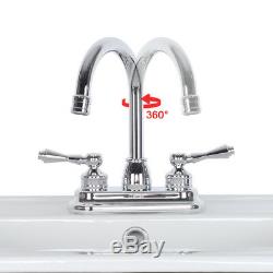 4 2 Handles Chrome Bathroom Sink Faucet Mixer Tap Pop Up Drain Lavatory 3 Hole