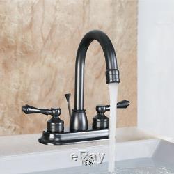 4 Oil Rubbed Bronze Bathroom Sink Faucet With Drain Centerset 2 Handle Mixer Tap