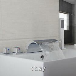 5PCs Chrome Bathroom Waterfall Faucet Shower Set Bathtub Basin Sink Mixer Tap
