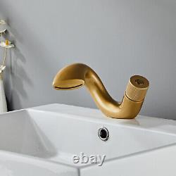 5 Wovier Waterfall Matte Gold Bathroom Sink Faucet Single Handle/Hole Mixer Tap