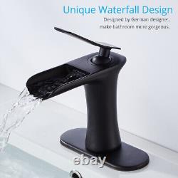 6 Bathroom Sink Faucet Matte Black With Cover Plate One Hole/Handle Tap