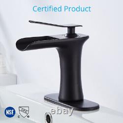 6 Bathroom Sink Faucet Matte Black With Cover Plate One Hole/Handle Tap