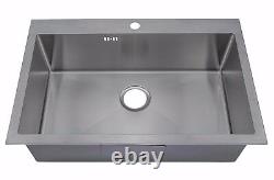 740 x480mm 1 Bowl Handmade Inset Sink with Tap Hole & Easy Clean Corners DS028-1