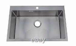 740 x480mm 1 Bowl Handmade Inset Sink with Tap Hole & Easy Clean Corners DS028-1