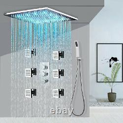 8LED Rain Shower Head System Bathroom Faucet Fixture Complete Kit Thermostatic
