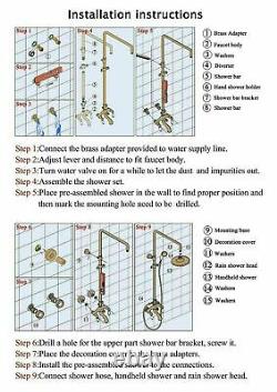 8 Shower Faucet Set Rain Head Combo Hand Shower Tub Filler Mixer Tap Wall Mount