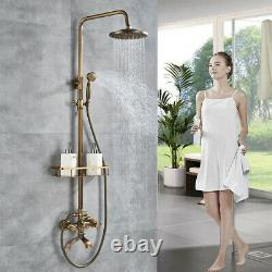 8 Wall Mount Shower Faucet Set Rain Head Combo Hand Shower Tub Filler Mixer Tap