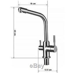 AQUAPHOR 3 Way Tap For Filtered Water Kitchen Sink Mixer Tap Twin Lever
