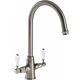 Abode Ludlow Brushed Steel Twin Lever Kitchen Sink Mixer Tap Modern New