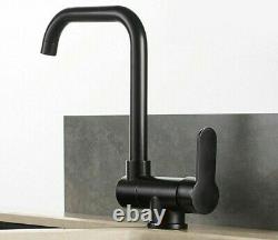 Adjustable Faucet Set Thermostatic Water Mixer Hot Cold Black Modern Style Sink