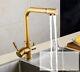 Antique Brass 3 Way Two Handle Swivel Spout Kitchen Faucet Sink Mixer Tap 2sf124
