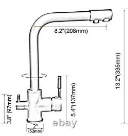 Antique Brass 3 Way Two Handle Swivel Spout Kitchen Faucet Sink Mixer Tap 2sf124