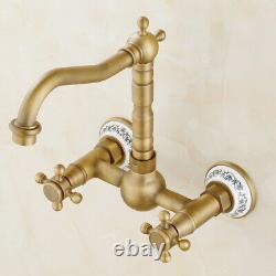 Antique Brass Ceramic Base Kitchen Sink Bathroom Basin Mixer Tap Faucet san023