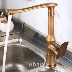 Antique Brass Kitchen Sink Faucet Swivel Spout Kitchen Deck Mounted Mixer Tap
