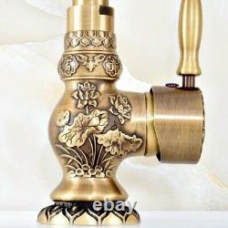 Antique Brass Swivel Kitchen Bathroom Faucet Single Handle Hole Sink Mixer Tap